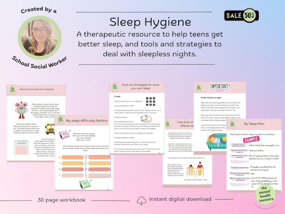 Sleep Workbook | Healthy Sleep Habits, CBT Strategies & Mental Health Skills | Sleep Hygiene Resource for Teens PDF