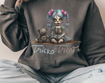 Zombie Doll Sweatshirt: Spooky Gothic Halloween Trick or Treat