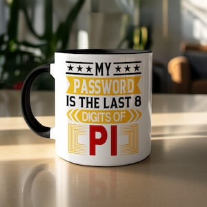 Caneca de cerâmica engraçada com senha de Pi, presente para programador e matemático.