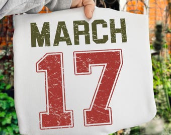 St Patricks Day PNG – Retro March 17 Varsity Design (Digital Download)