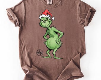 Monstre vert rétro de Noël PNG – Dessin animé Bonnet de Noel (téléchargement numérique)