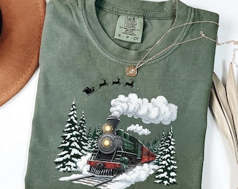 Vintage Christmas Train PNG: Santa Sleigh, Winter Wonderland (Sublimation png)