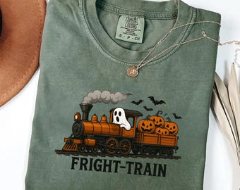 Fright Train Ghost PNG: Retro Halloween Pumpkin Design (Digital Download)
