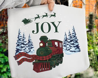 Vintage Christmas Train PNG – Retro Holiday Scene (Sublimation PNG)