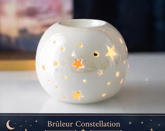 Kominek woskowy Constellation | Perłowy ceramiczny kominek zapachowy | Urzekający dyfuzor do wosku | Przytulna dekoracja
