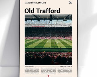 Old Trafford Print, Football Stadium Print, Stadium  Poster, Gift Poster, Stadium Soccer Poster, Sports Wall Art, Soccer Fan Gift