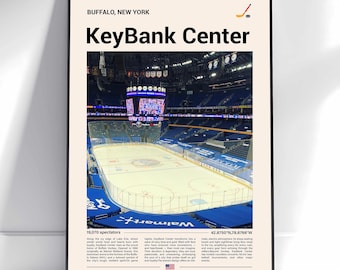 KeyBank Center Poster, Stadium image Print, Mid Century Modern Hockey Poster, Sports Bedroom Posters, Minimalist Office Wall Art