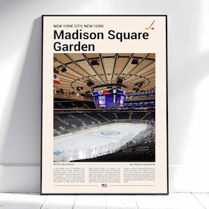 Madison Square Garden Poster, New York Rangers Poster Print, NHL Arena Poster, Sports Poster, Mid Century Modern, Hockey Fan Gift Print