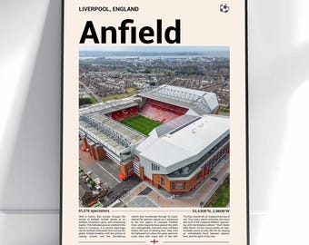 Anfield Print, Football Stadium Print, Stadium  Poster, Gift Poster, Stadium Soccer Poster, Sports Wall Art, Soccer Fan Gift