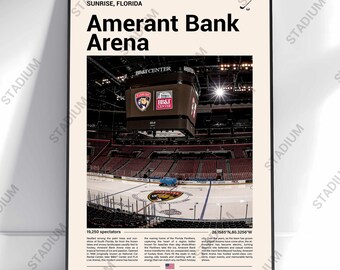Amerant Bank Arena Poster, Stadium image Print, Mid Century Modern Hockey Poster, Sports Bedroom Posters, Minimalist Office Wall Art
