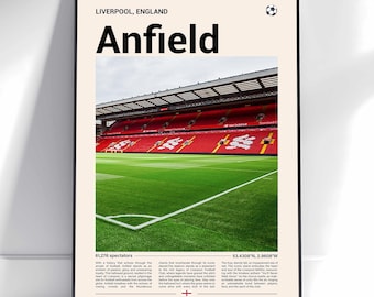 Anfield Print, Football Stadium Print, Stadium  Poster, Gift Poster, Stadium Soccer Poster, Sports Wall Art, Soccer Fan Gift