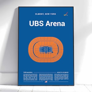 New York Islanders Poster, NY UBS Arena Print, NHL Poster, Mid Century Modern, Hockey Wall Art, Hockey Fan Gift, Sports Bedroom Poster