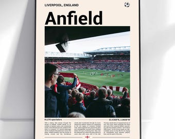 Anfield Print, Football Stadium Print, Stadium  Poster, Gift Poster, Stadium Soccer Poster, Sports Wall Art, Soccer Fan Gift