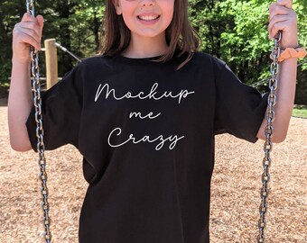 Girl Tshirt Mockup Black Gildan 5000B Youth Shirt Mockup TShirt Mockup Outdoor Mockup Kid Tshirt Mockup Playground Shirt Mockup Cute Mockup