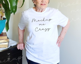 Oma Mockup Bella Canvas Wit 3001 TShirt Mockup Indoor Mockup Oudere Womens Tshirt Mockup Grootmoeder Mockup Senior Mockup