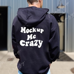 Gildan 18600 Black Zipper Hoodie Male Mockup Guy Mockup Hooded Sweatshirt Mockup Outdoor Mockup Street Style Mockup Male Model Mockup