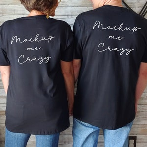 Couples Mockup Back of Bella Canvas Black 3001 Tshirt Mockup Couples T-shirt Mockup Men Shirt Mockup Women Model Mockup Couples Back Mockup