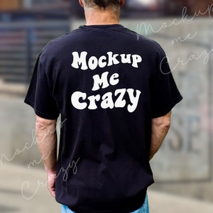 Male Mockup Back Of 1717 Black Tshirt Mockup Comfort Colors Tshirt Mockup Guy Mockup Street Style Mockup Male Model Mockup Outdoor Mockup