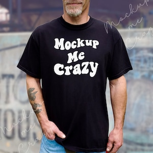 Guy Mockup 1717 Black Tshirt Mockup Comfort Colors Tshirt Mockup Male Mockup Street Style Mockup Men Model Mockup Outdoor Mockup