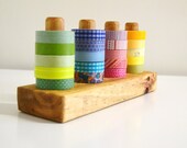 Tinted Washi Tape Organizer - Wood Masking Tape Holder - Eco friendly Japanese Tape Dispenser for 20 rolls
