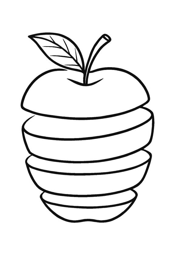 10 Printable Pages, Apple Coloring Page, Food and Drink Relaxation