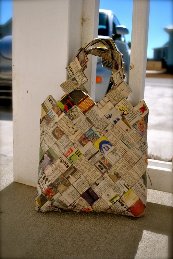 Items similar to Newspaper Purse, Recycled Purse, Ecofriendly Purse on Etsy