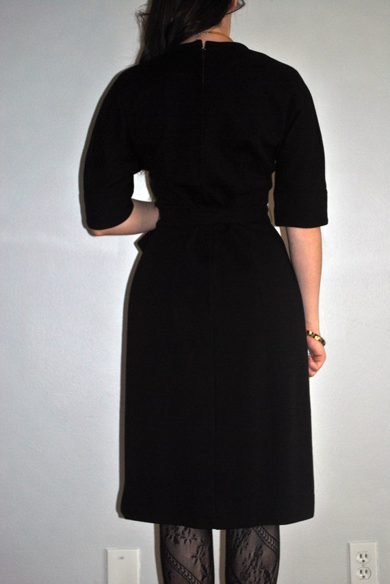 Black Wool 60's Mod Dress with Half Sleves - image 3