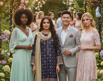 Shalwar Kameez bordado / Traje pakistaní azul con dupatta