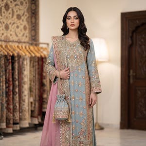 blue and gold asian dress Ice blue white gold dress