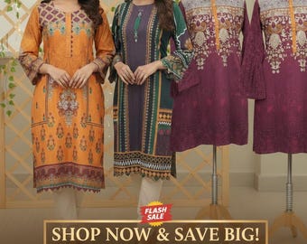 Conjunto de kurti de algodón para Ramadán: túnica india pakistaní de 4 piezas
