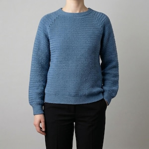 Easy Ribbed Raglan Crochet Sweater Pattern, Seamless Top-Down Crochet Sweater, Step-by-Step PDF