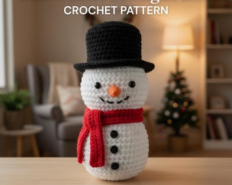 Schema amigurumi per pupazzo di neve all'uncinetto, adatto ai principianti (download PDF)