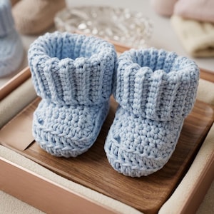 かぎ針編みの折り返し付きベビーブーティのパターン、DIY簡単シューズ（PDF）