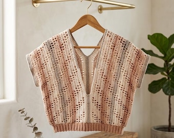 Summer Crochet Top Pattern - Easy Lace Top for Women, XS-5XL Instant PDF Download