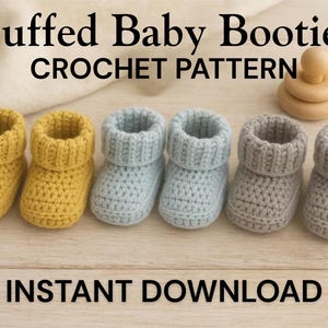 Crochet Cuffed Baby Booties Pattern, DIY Easy Shoes (PDF)