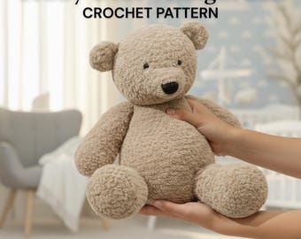 Teddy Bear Crochet Pattern, Amigurumi Plush Toy (PDF)