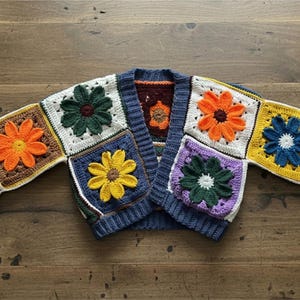 Retro Floral Granny Square Cardigan Crochet Pattern (PDF Pattern) image 7