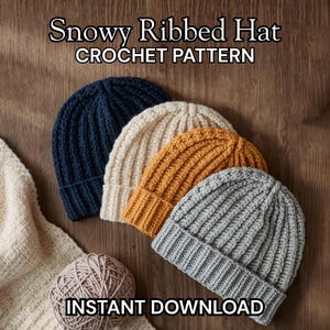 Patrón de gorro de crochet con canalé nevado: gorro de invierno para principiantes (PDF)