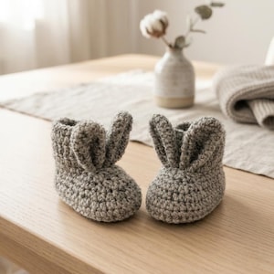 Patrón de crochet para botitas de conejito para bebés de 0 a 6 meses (con términos de EE. UU. para principiantes) PDF en inglés
