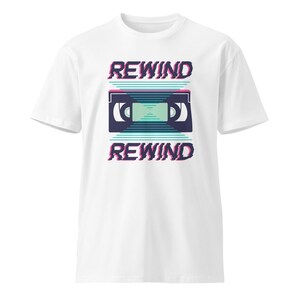 Rewind VHS Tape T-Shirt - 80s Retrowave & Vaporwave Aesthetic Tee