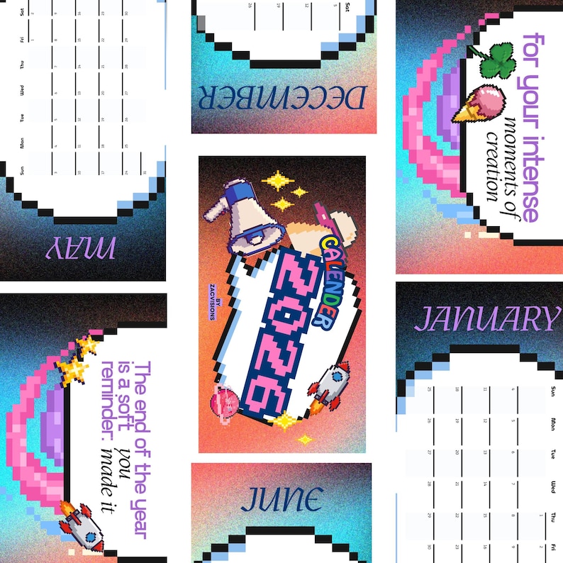 Pixel Calander Bright & Playful Pixel Art 2026 Calendar – Fun Vibrant Design (1920× ...