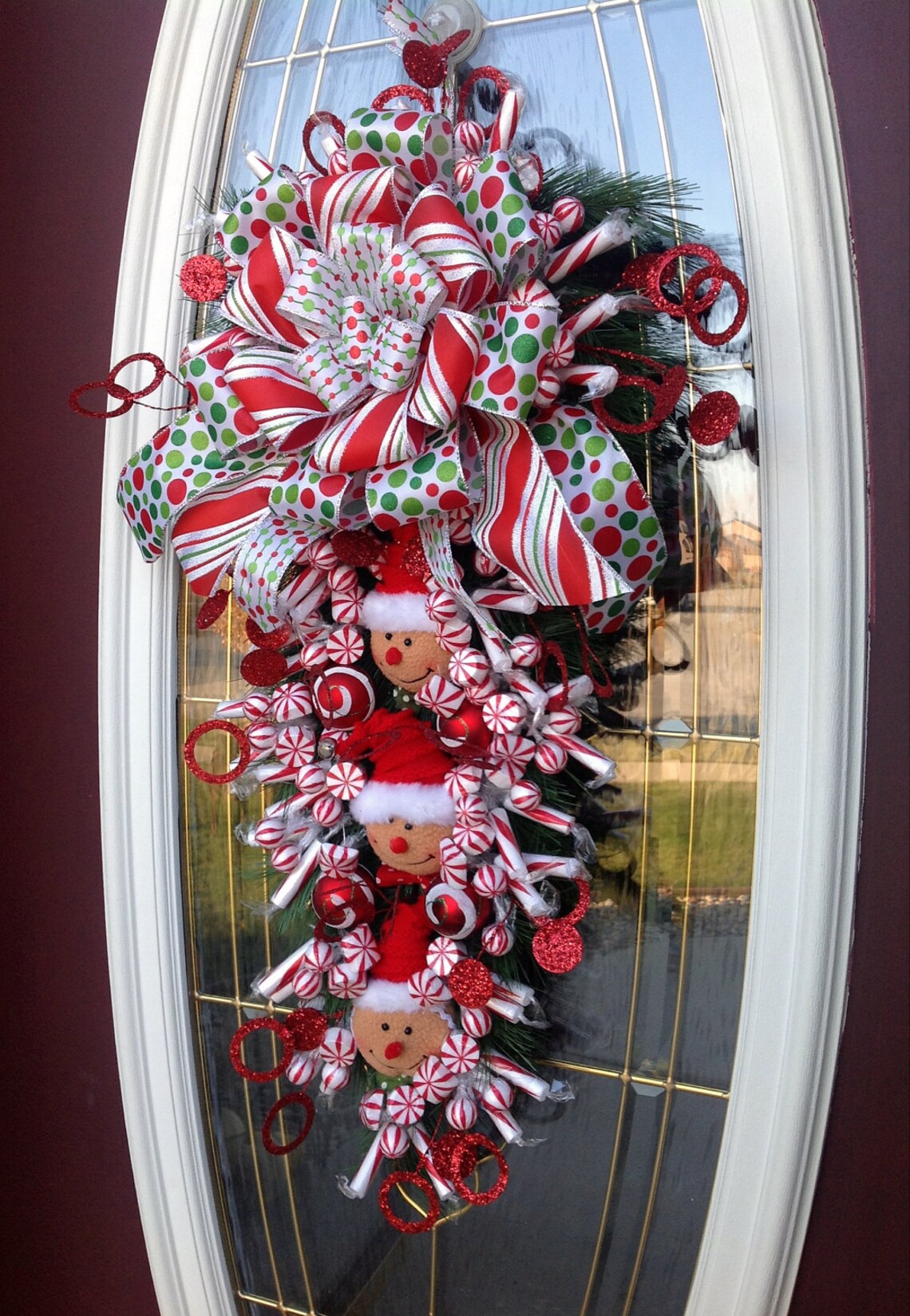 Christmas Wreath Vertical Teardrop Holiday Door Etsy