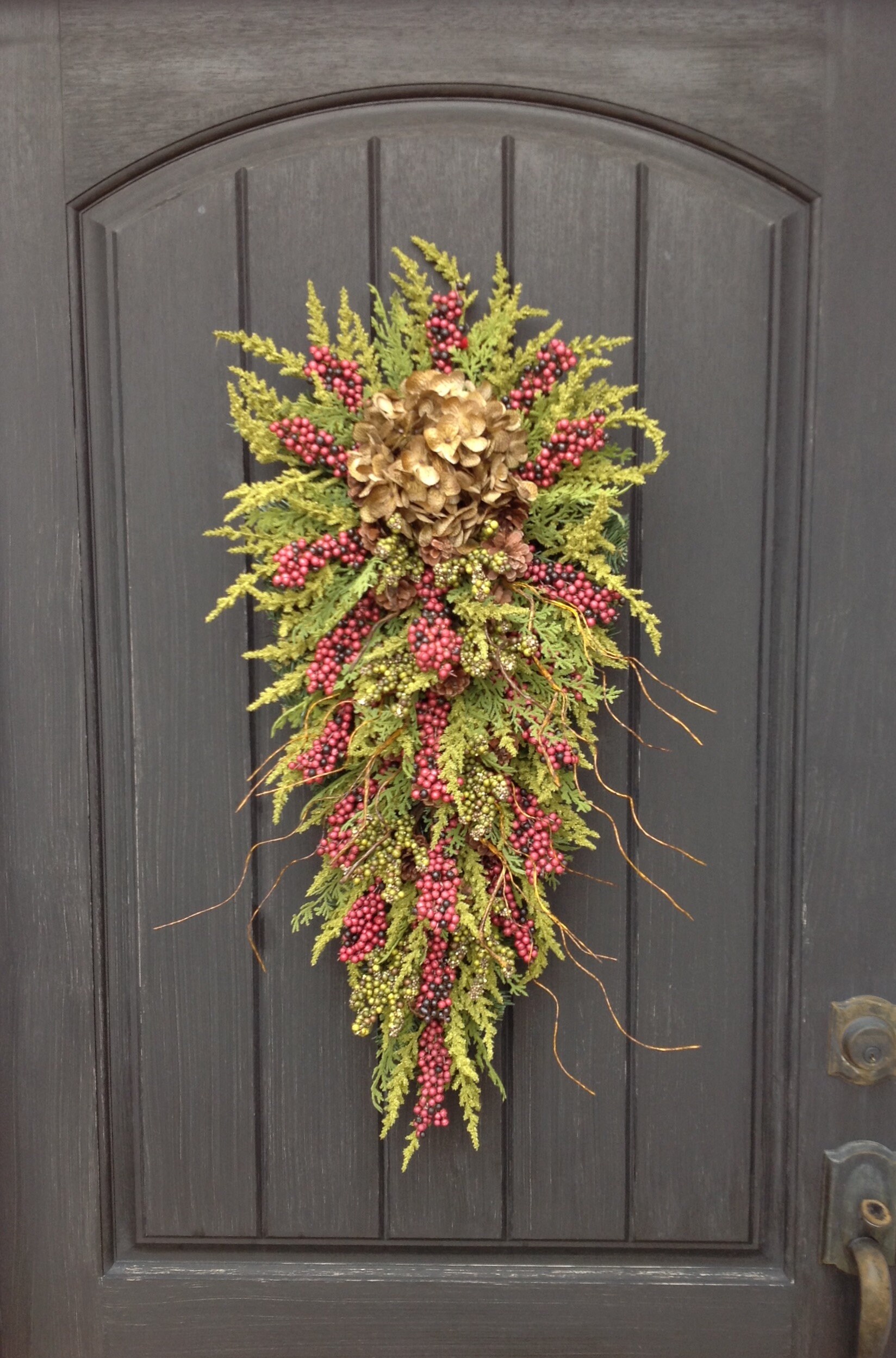 Christmas WreathWinter WreathHoliday DecorVerticalTeardrop Etsy