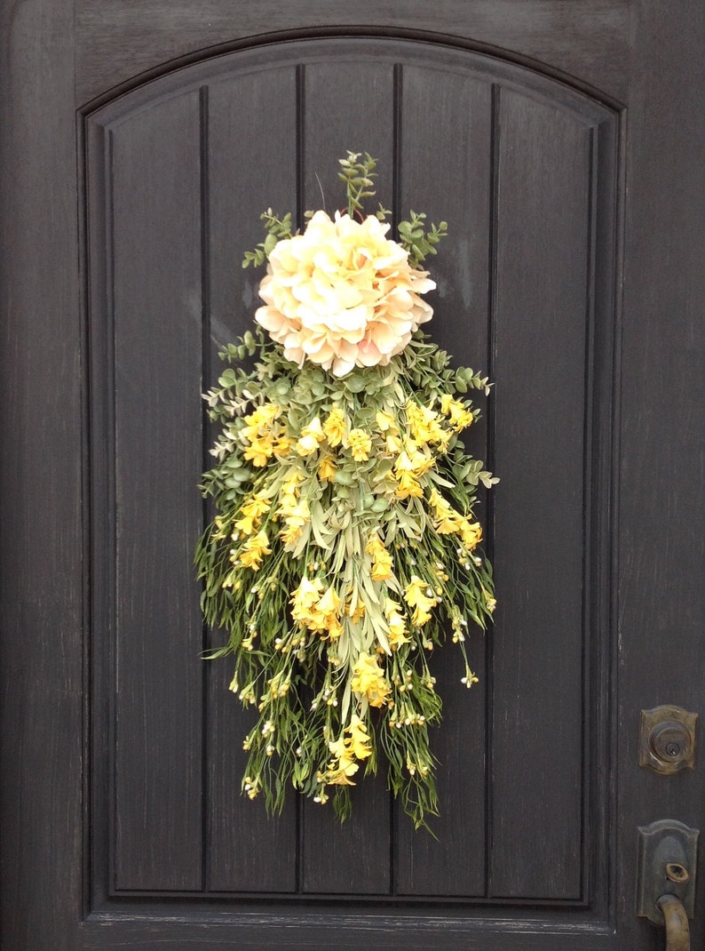 Spring Wreath Summer Wreath Teardrop Vertical Door Swag Etsy
