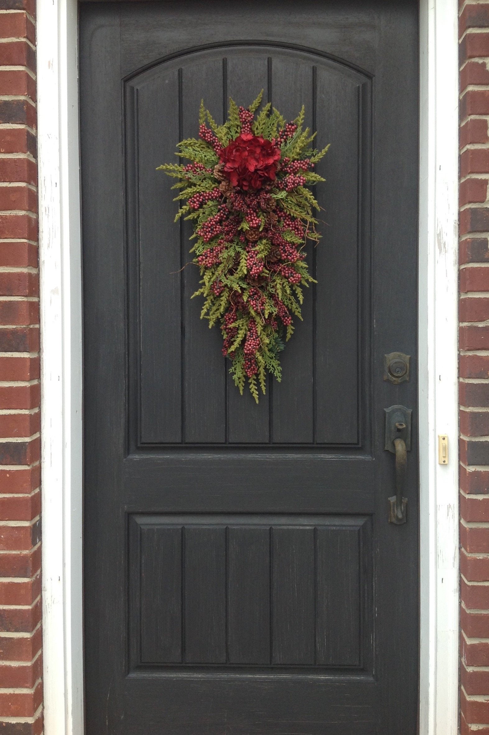 Christmas Wreath-Winter Wreath-Holiday Decor-Vertical-Teardrop | Etsy