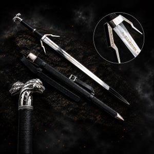 Handmade Witcher Wolf Sword Collectible, Geralt Silver Sword Replica Fantasy, Display Gift for Him