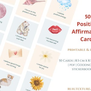 50 Printable Affirmation | Encouragement Cards |  Kindness | Positive Quote | Self-Love Cards