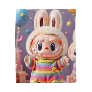 Samt Plüschdecke, Labubu Decke, Kuschelige Decke, Weiche Bettwäsche, Warmer Fleece-Bezug, Kuscheltröster
