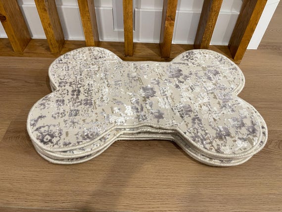 Upcycled Bone Pet Mat | Turkish Rug Scraps | Sustainable Zero-Waste Pet Rug - hand-loomed wool area rug, natural dyes