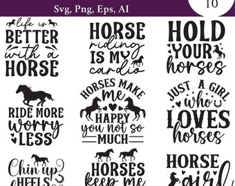 Horse Silhouette SVG Bundle: Equestrian Clipart (Digital Download)